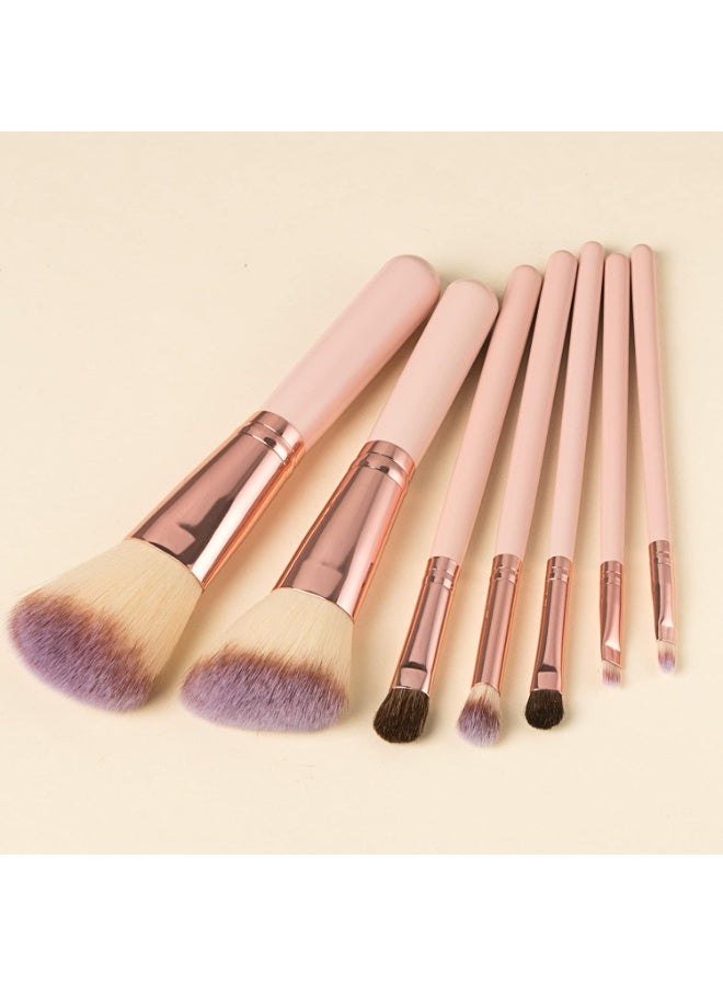 ChicAbode Makeup Brushes Set Professional 7PCS, Premium Synthetic Foundation Brush, Eyebrow and Lip Brush, Beauty Tools Kit for Women, Holder Package for Travel Makeup and Women Gifts (Beige) - Image 3